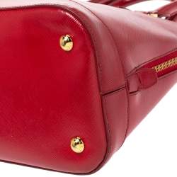 Pre Owned Prada Red Saffiano Patent Leather Promenade Satchel