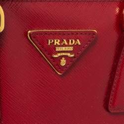 Pre Owned Prada Red Saffiano Patent Leather Promenade Satchel
