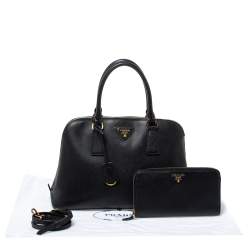 Pre Owned Prada Black Saffiano Lux Leather Medium Promenade Bag