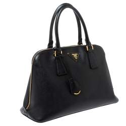 Pre Owned Prada Black Saffiano Lux Leather Medium Promenade Bag