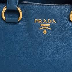 Pre Owned Prada Blue Daino Leather Tote