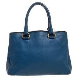 Pre Owned Prada Blue Daino Leather Tote