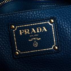 Pre Owned Prada Blue Daino Leather Tote