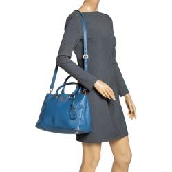 Pre Owned Prada Blue Daino Leather Tote