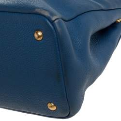 Pre Owned Prada Blue Daino Leather Tote