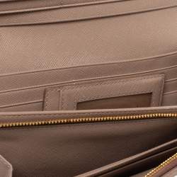 Pre Owned Prada Beige Saffiano Lux Leather Flap Continental Wallet