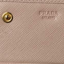 Pre Owned Prada Beige Saffiano Lux Leather Flap Continental Wallet