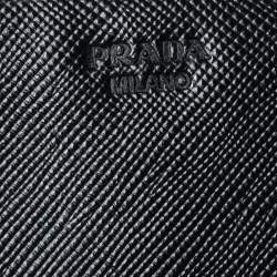 Pre Owned Prada Black Saffiano Lux Leather Bow Continental Wallet
