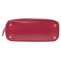 Pre Owned Prada Fuchsia Saffiano Patent Leather Mini Double Zip Tote