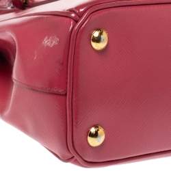 Pre Owned Prada Fuchsia Saffiano Patent Leather Mini Double Zip Tote