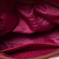 Pre Owned Prada Fuchsia Saffiano Patent Leather Mini Double Zip Tote