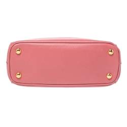 Pre Owned Prada Pink Saffiano Lux Leather Mini Double Zip Tote