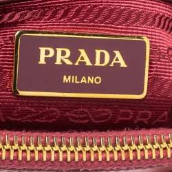Pre Owned Prada Pink Saffiano Lux Leather Mini Double Zip Tote