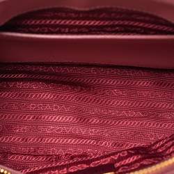Pre Owned Prada Pink Saffiano Lux Leather Mini Double Zip Tote