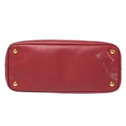 Pre Owned Prada Red Saffiano Lux Leather Small Galleria Double Zip Tote