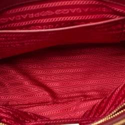 Pre Owned Prada Red Saffiano Lux Leather Small Galleria Double Zip Tote