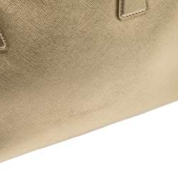 Pre Owned Prada Metallic Gold Saffiano Leather Small Galleria Double Zip Tote