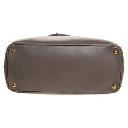 Pre Owned Prada Grey Saffiano Lux Leather Large Double Zip Tote