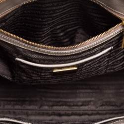 Pre Owned Prada Grey Saffiano Lux Leather Large Double Zip Tote