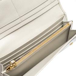 Pre Owned Prada Cream Saffiano Lux Leather Continental Flap Wallet