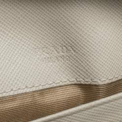 Pre Owned Prada Cream Saffiano Lux Leather Continental Flap Wallet