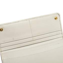 Pre Owned Prada Cream Saffiano Lux Leather Continental Flap Wallet