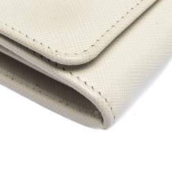 Pre Owned Prada Cream Saffiano Lux Leather Continental Flap Wallet