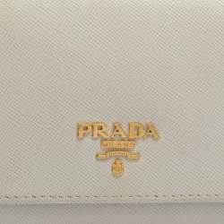 Pre Owned Prada Cream Saffiano Lux Leather Continental Flap Wallet