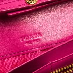 Pre Owned Prada Fuchsia Quilted Leather Wallet on Chain