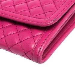 Pre Owned Prada Fuchsia Quilted Leather Wallet on Chain