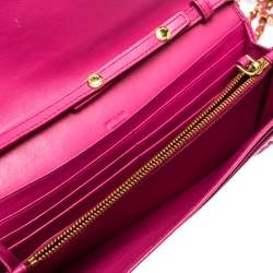 Pre Owned Prada Fuchsia Quilted Leather Wallet on Chain