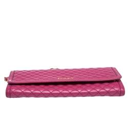 Pre Owned Prada Fuchsia Quilted Leather Wallet on Chain