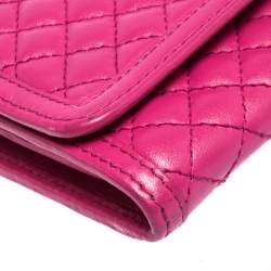 Pre Owned Prada Fuchsia Quilted Leather Wallet on Chain