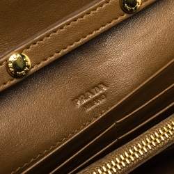 Pre Owned Prada Coffee Brown Quilted Leather Flap Wallet on Chain