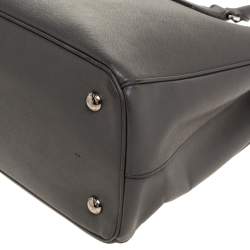 Pre Owned Prada Grey Saffiano Lux Leather Medium Double Zip Tote