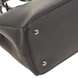 Pre Owned Prada Grey Saffiano Lux Leather Medium Double Zip Tote