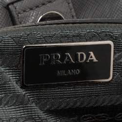 Pre Owned Prada Grey Saffiano Lux Leather Medium Double Zip Tote