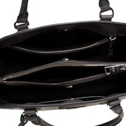 Pre Owned Prada Grey Saffiano Lux Leather Medium Double Zip Tote