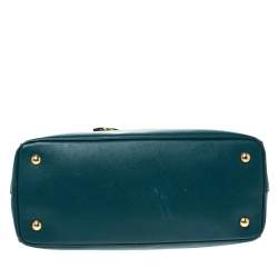 Pre Owned Prada Dark Green Saffiano Lux Leather Medium Galleria Tote