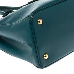 Pre Owned Prada Dark Green Saffiano Lux Leather Medium Galleria Tote