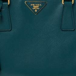 Pre Owned Prada Dark Green Saffiano Lux Leather Medium Galleria Tote