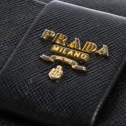 Pre Owned Prada Black Saffiano Leather Bow Continental Wallet