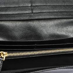 Pre Owned Prada Black Saffiano Leather Bow Continental Wallet