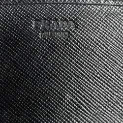 Pre Owned Prada Black Saffiano Leather Bow Continental Wallet