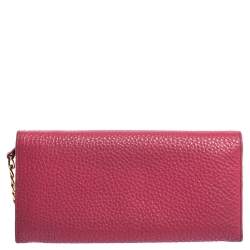 Pre Owned Prada Pink Grained Leather Wallet on Chain