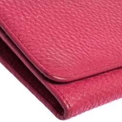 Pre Owned Prada Pink Grained Leather Wallet on Chain