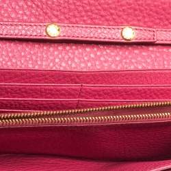 Pre Owned Prada Pink Grained Leather Wallet on Chain