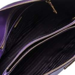 Pre Owned Prada Purple Saffiano Lux Leather Promenade Bag