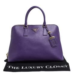 Pre Owned Prada Purple Saffiano Lux Leather Promenade Bag