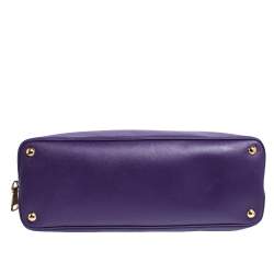 Pre Owned Prada Purple Saffiano Lux Leather Promenade Bag